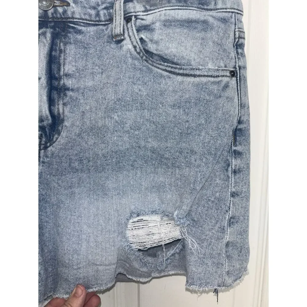 Kut from the Kloth Jane High Rise Long Short 12 Light Wash Distressing Beach